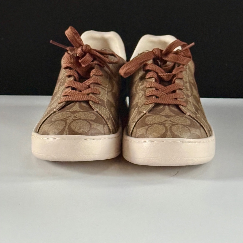 Coach Tan and Cream Patterned Sneakers
